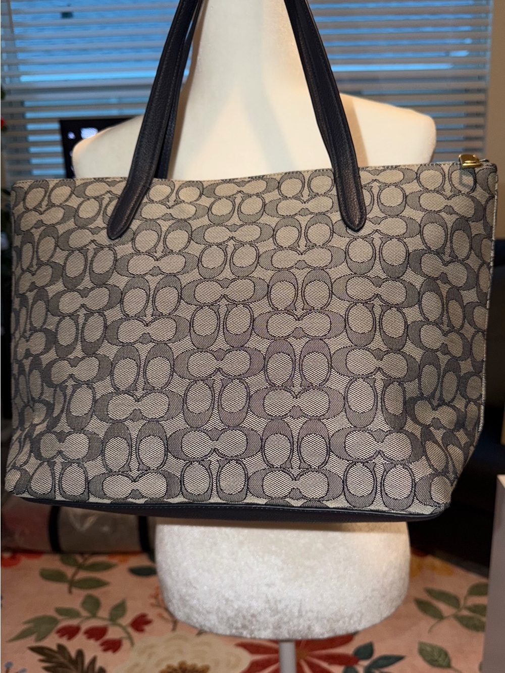 NWOT Coach Navy and Gray Signature Jacquard Tote and matching Wallet - Picture 3 of 9